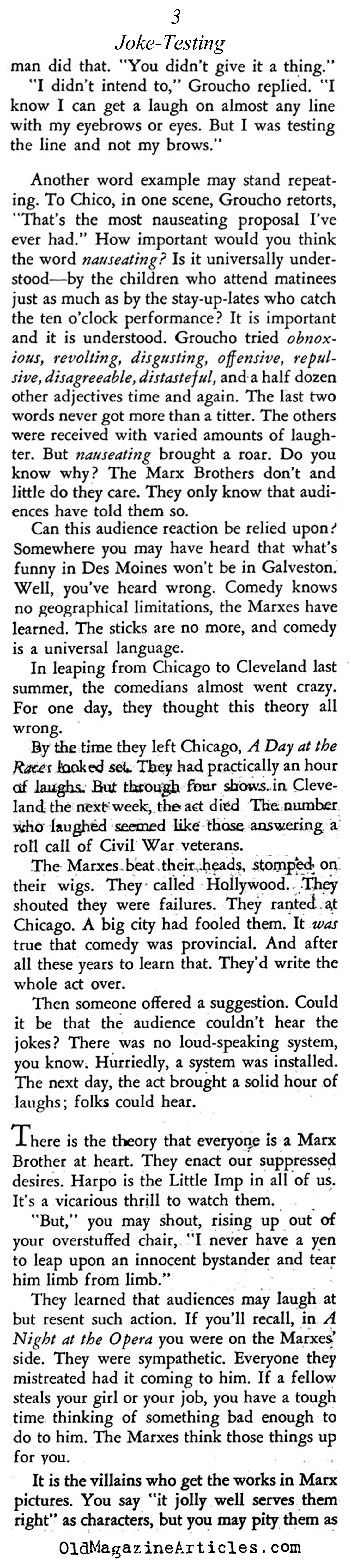 The Marx Brothers & the Joke Development Process (Stage Magazine, 1937)