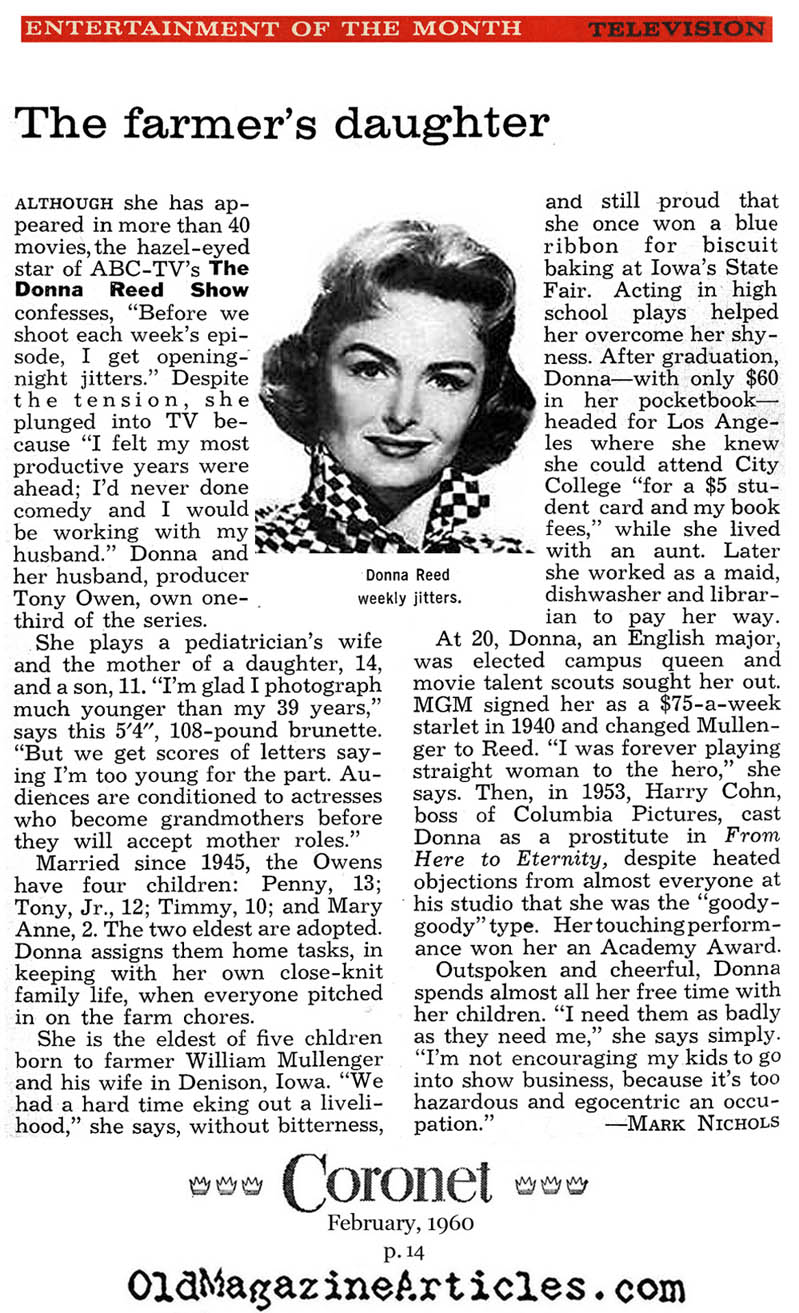 Donna Reed as Mary Bailey (Coronet Magazine, 1960)