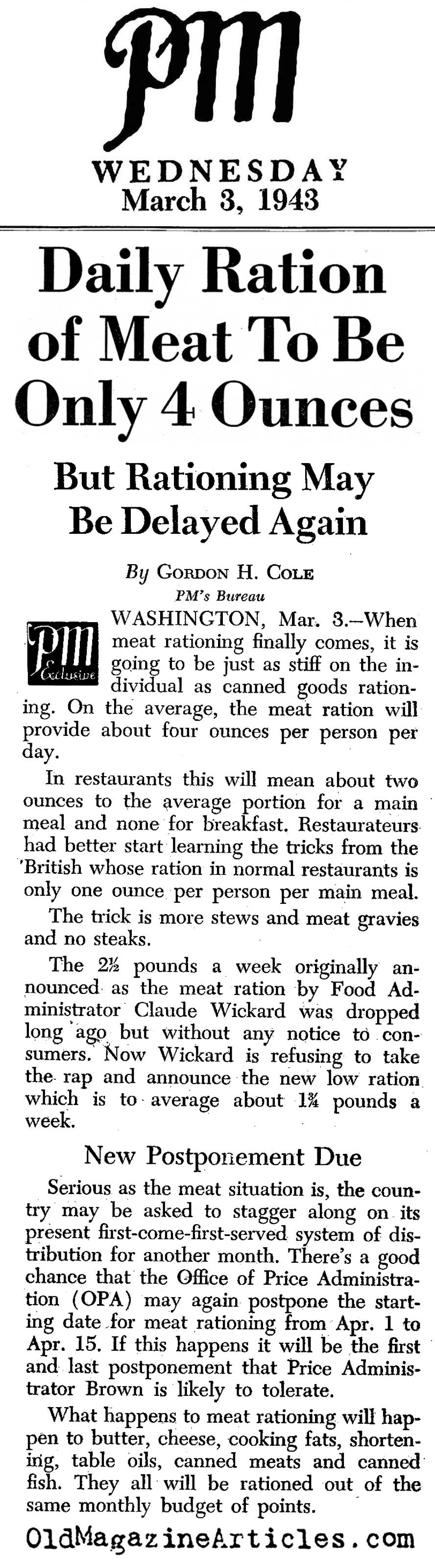 The Rationing of Meat (PM Tabloid, 1943)