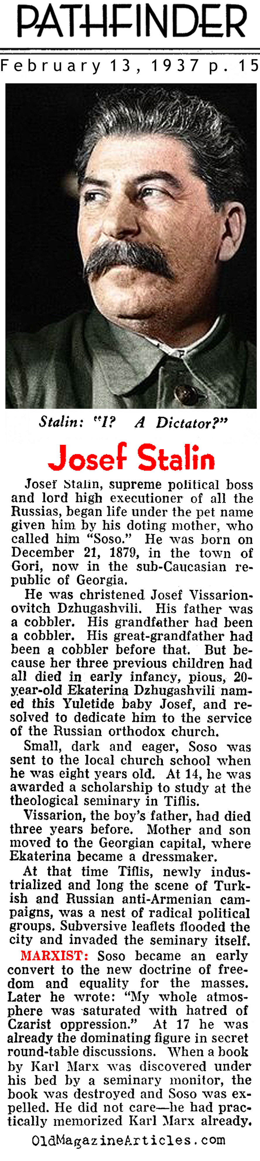 Meet Joseph Stalin (Pathfinder Magazine, 1937)