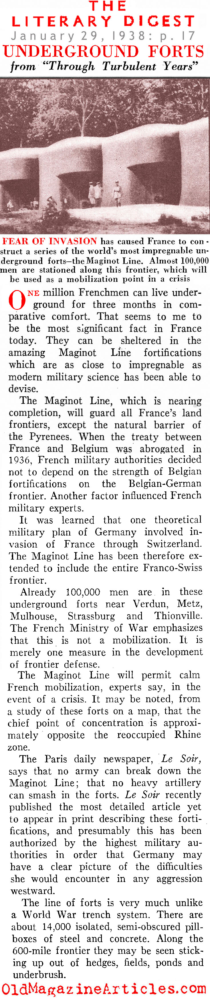 The Maginot Line Will Save Us (Literary Digest, 1938)