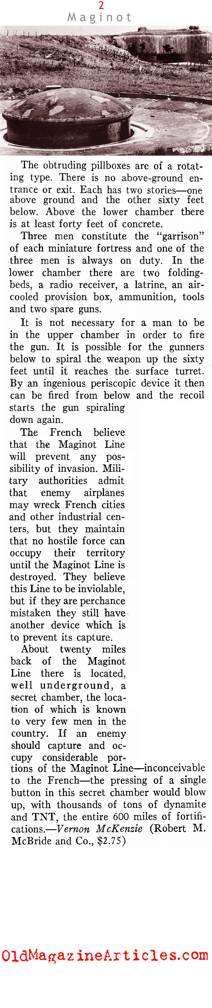 The Maginot Line Will Save Us (Literary Digest, 1938)