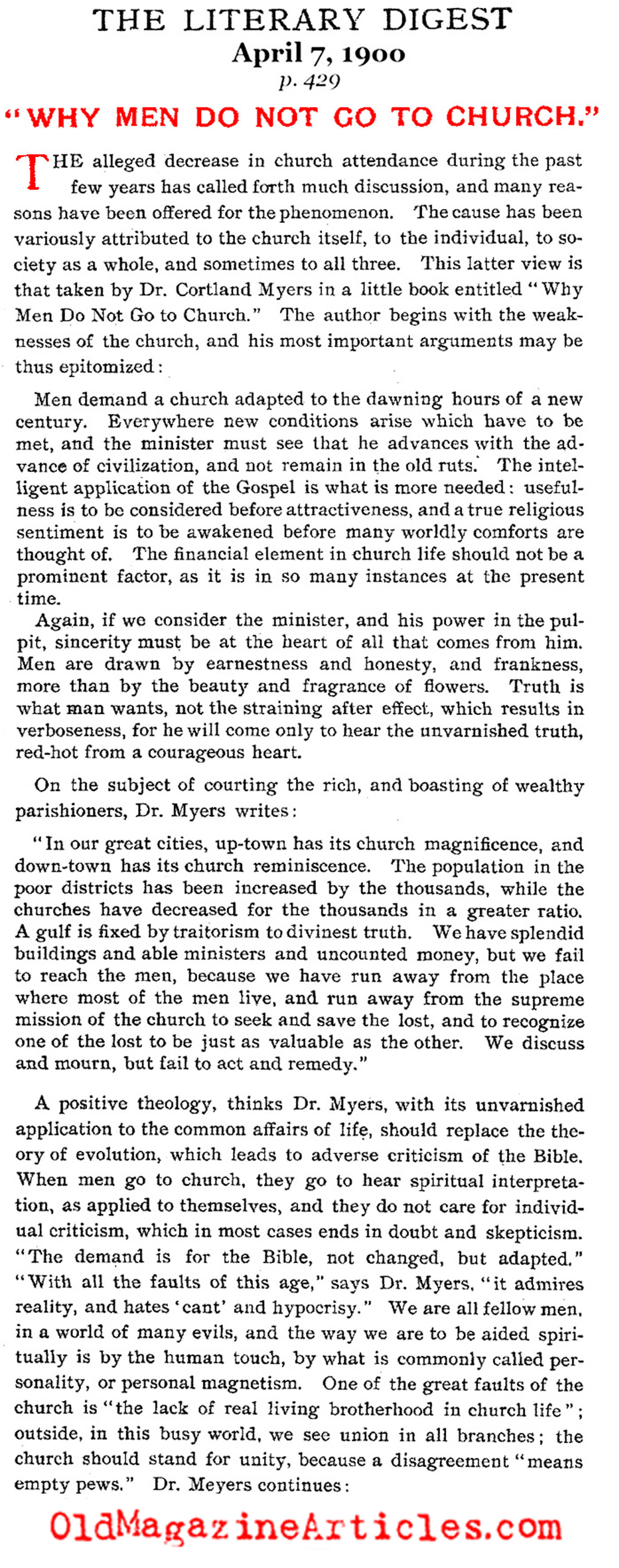 Why Men Don't Like Going to Church (Literary Digest, 1900)