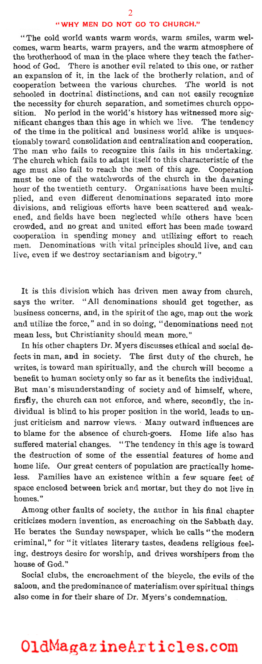 Why Men Don't Like Going to Church (Literary Digest, 1900)