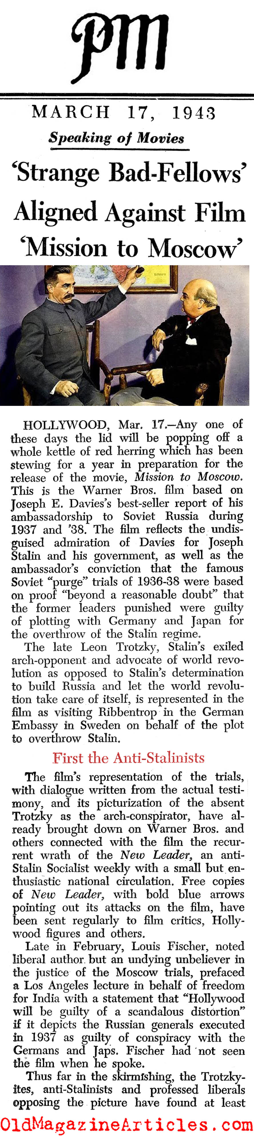 <I>Mission to Moscow</i> (PM Tabloid, 1943)