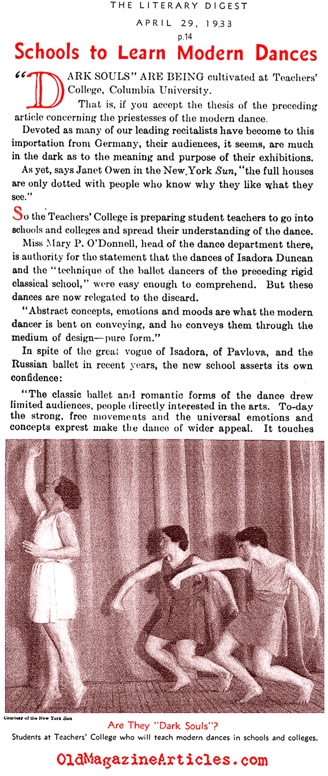 Modern Dance: Spreading the News (Literary Digest, 1933)