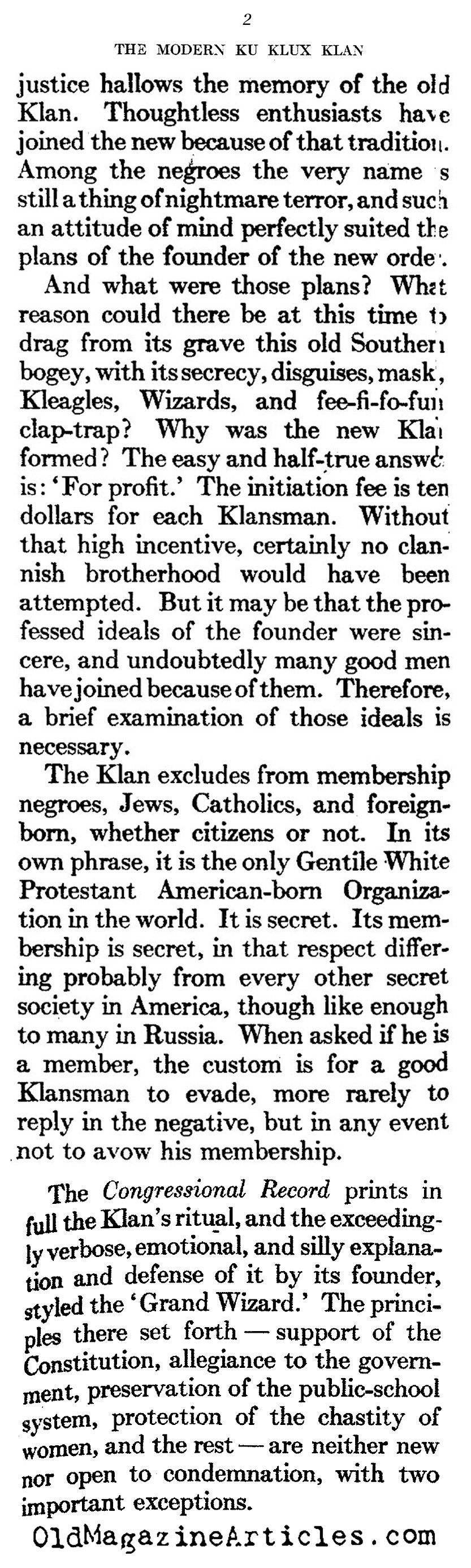 The Modern Klan (Atlantic Monthly, 1922)