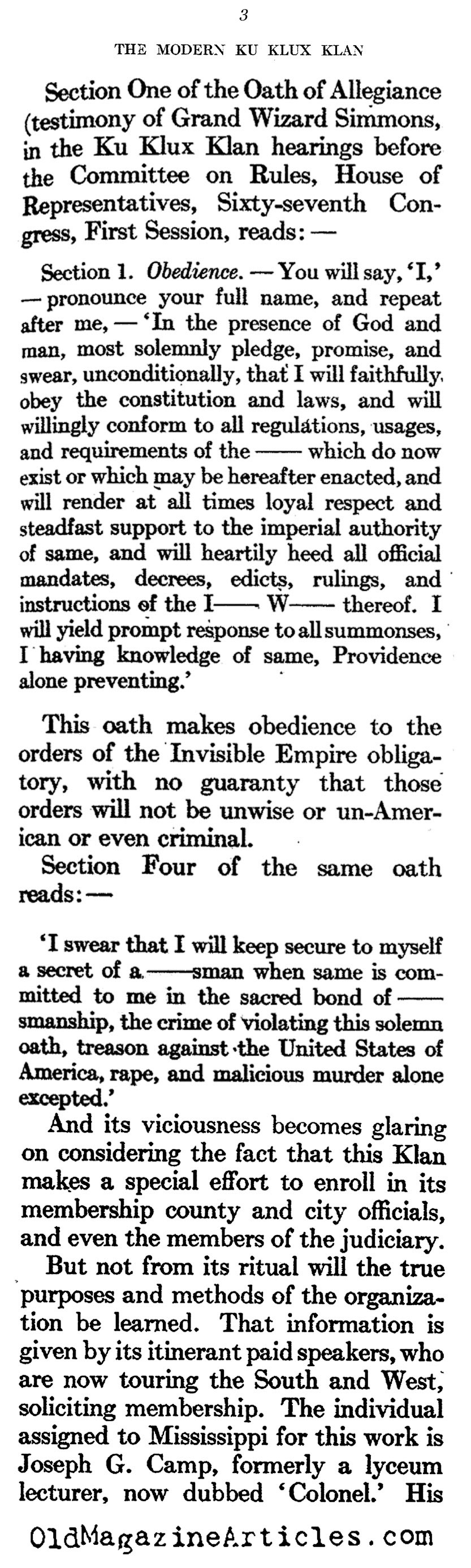 The Modern Klan (Atlantic Monthly, 1922)