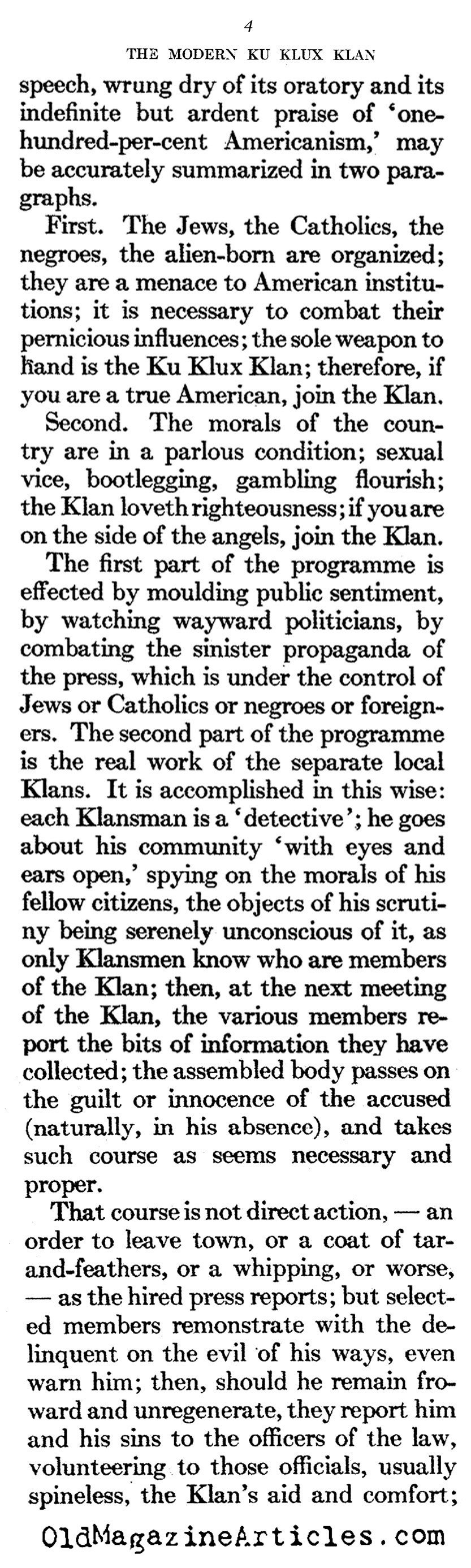 The Modern Klan (Atlantic Monthly, 1922)