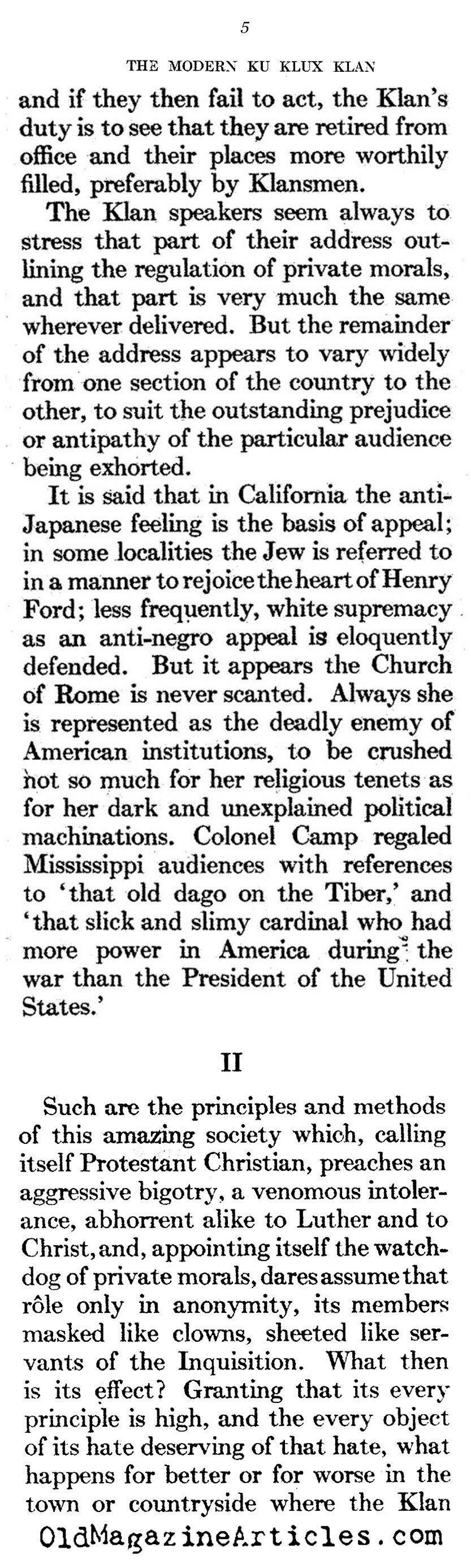 The Modern Klan (Atlantic Monthly, 1922)