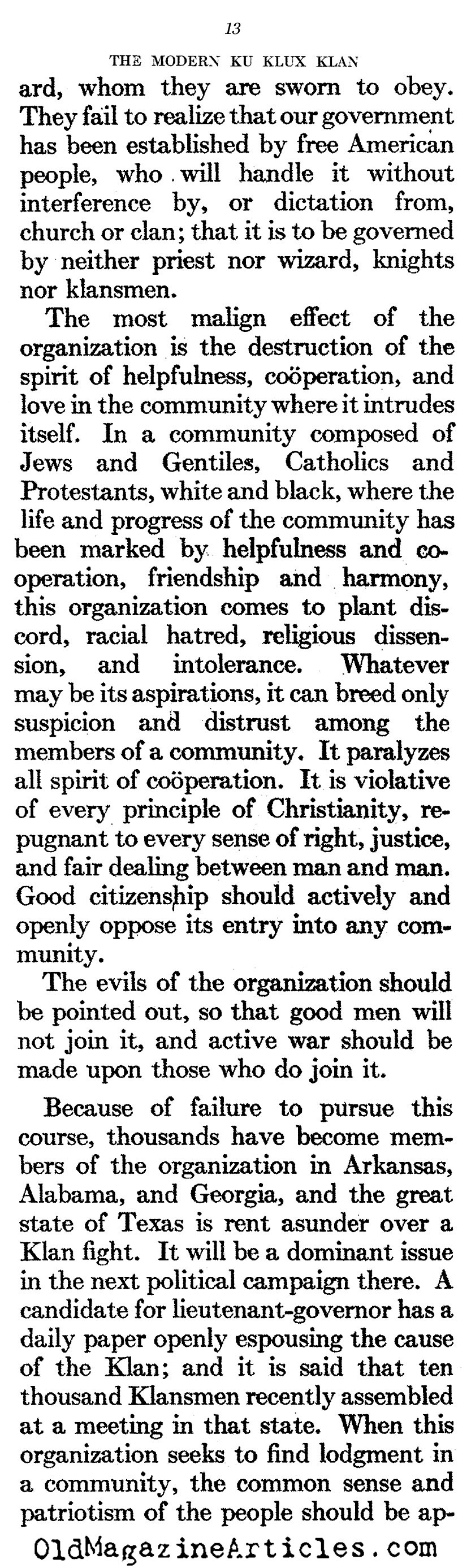 The Modern Klan (Atlantic Monthly, 1922)