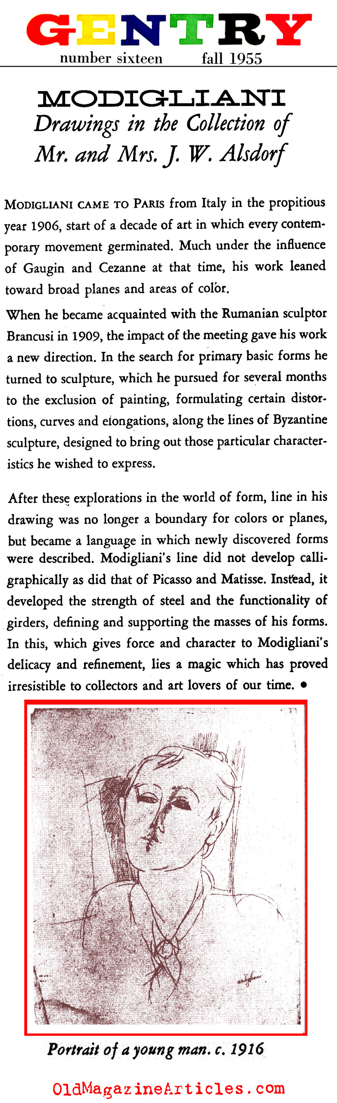 Modigliani in Paris (Gentry Magazine, 1955)