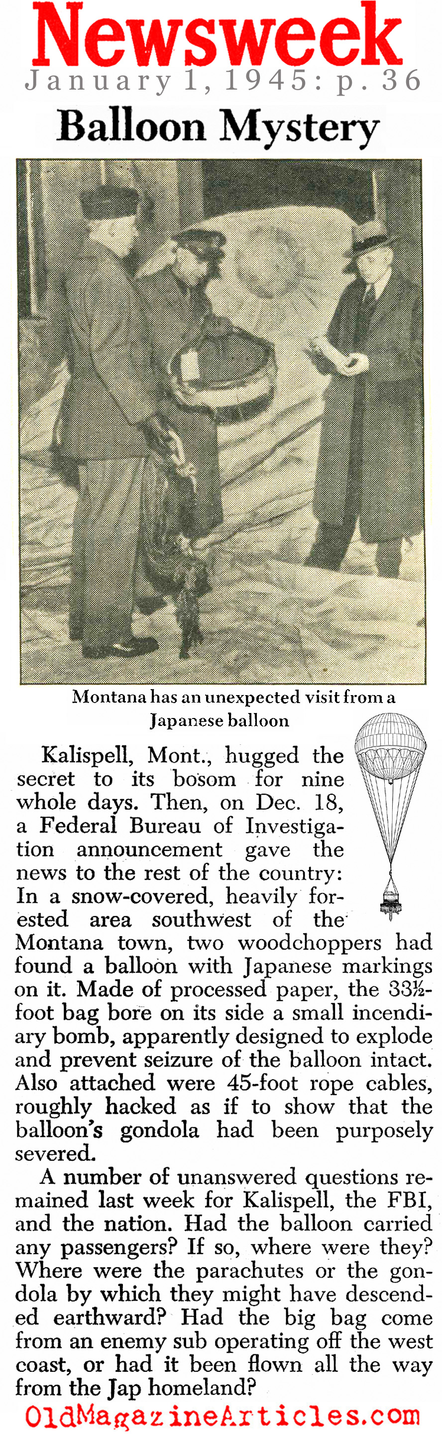 Balloons Over America  (Newsweek Magazine, 1945)