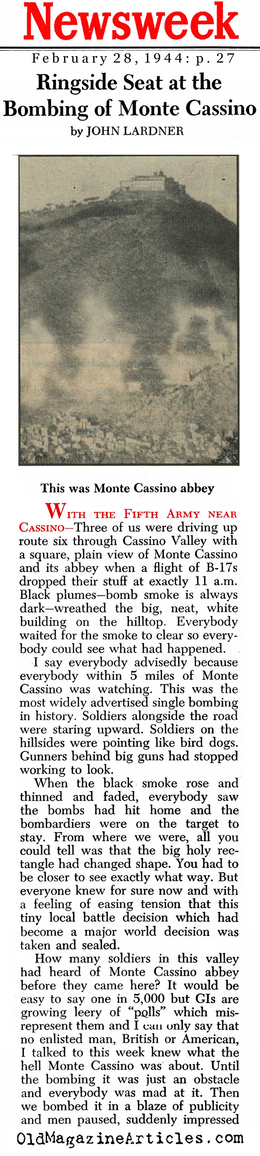 The Bombing of Monte Cassino (Newsweek Magazine, 1944)