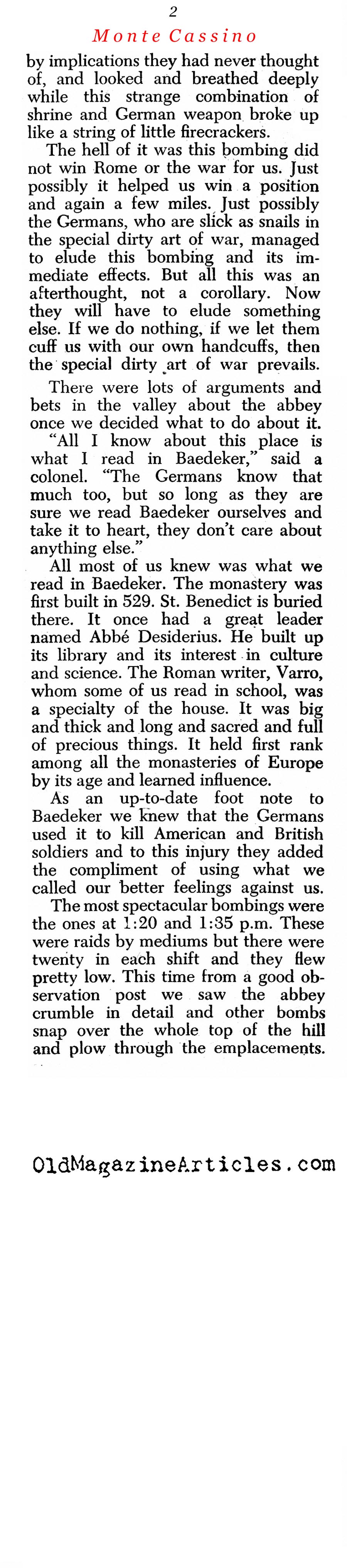 The Bombing of Monte Cassino (Newsweek Magazine, 1944)