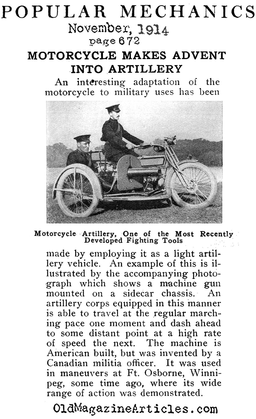 Armed Motorcycles (Popular Mechanics, 1914)