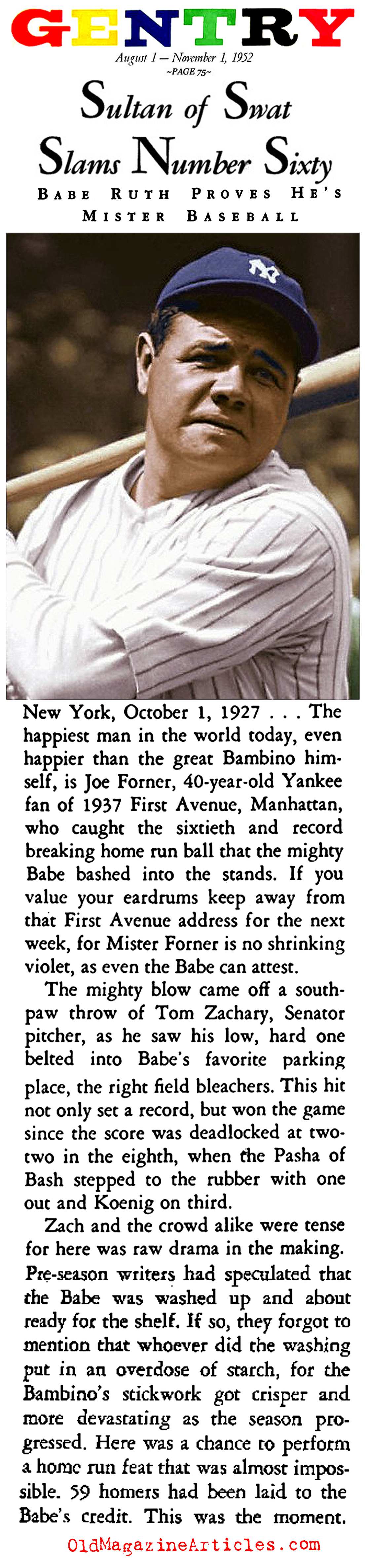 Home Run No. 60 (Gentry Magazine, 1952)