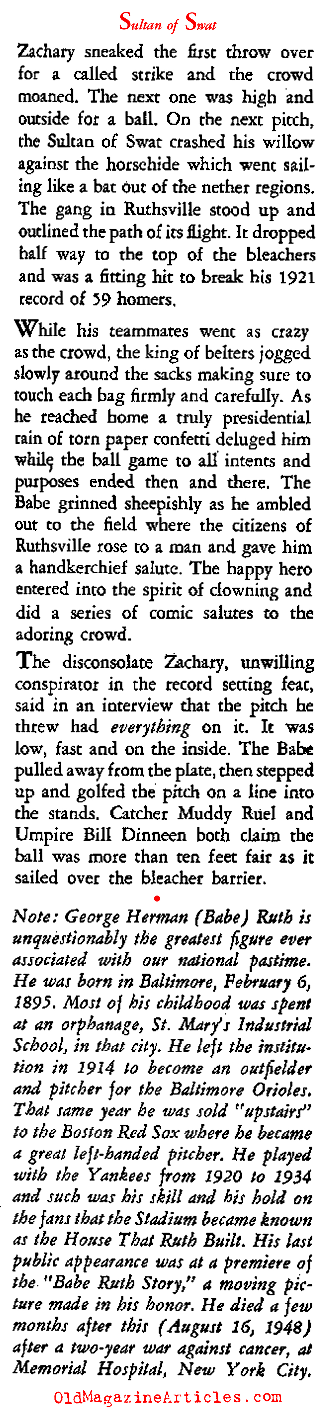 Home Run No. 60 (Gentry Magazine, 1952)