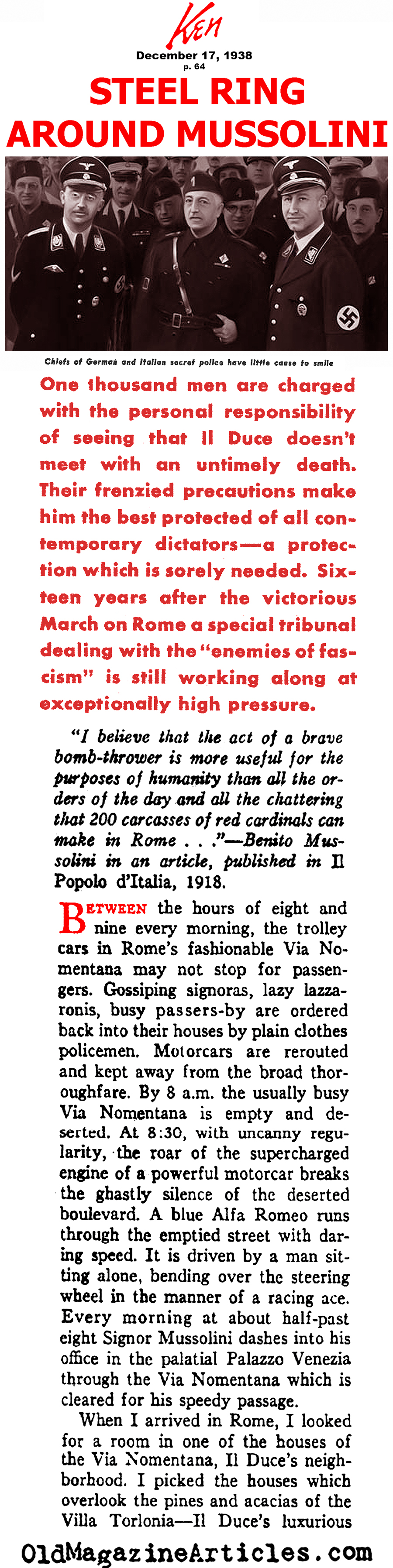 ''Steel Ring Around Mussolini'' (Ken Magazine, 1938)