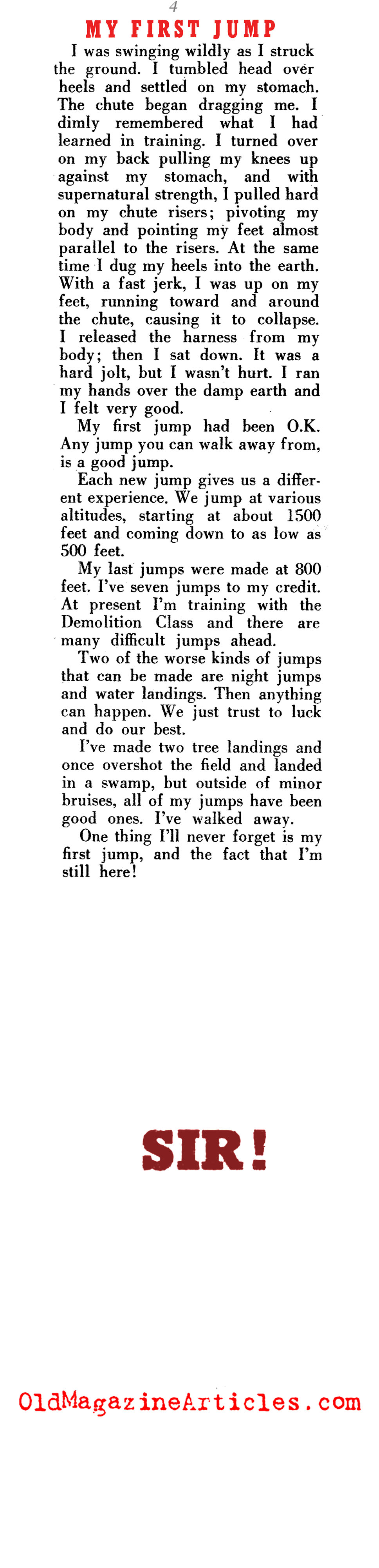 ''My First Jump (Sir! Magazine, 1942)