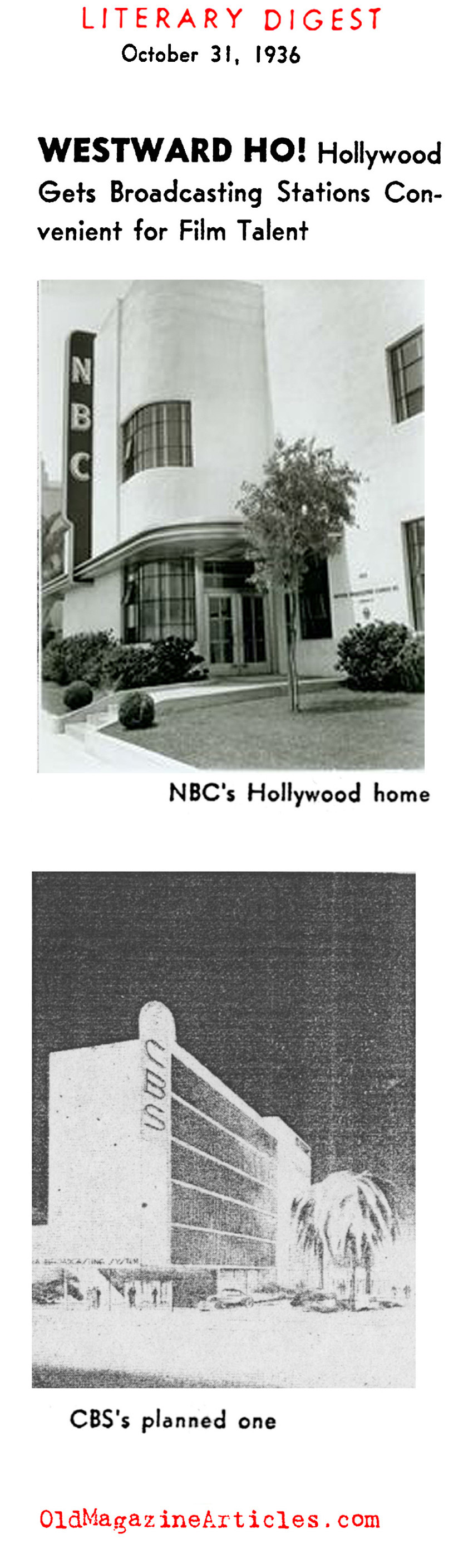 NBC and CBS Open Shop on the West Coast (Literary Digest, 1936)