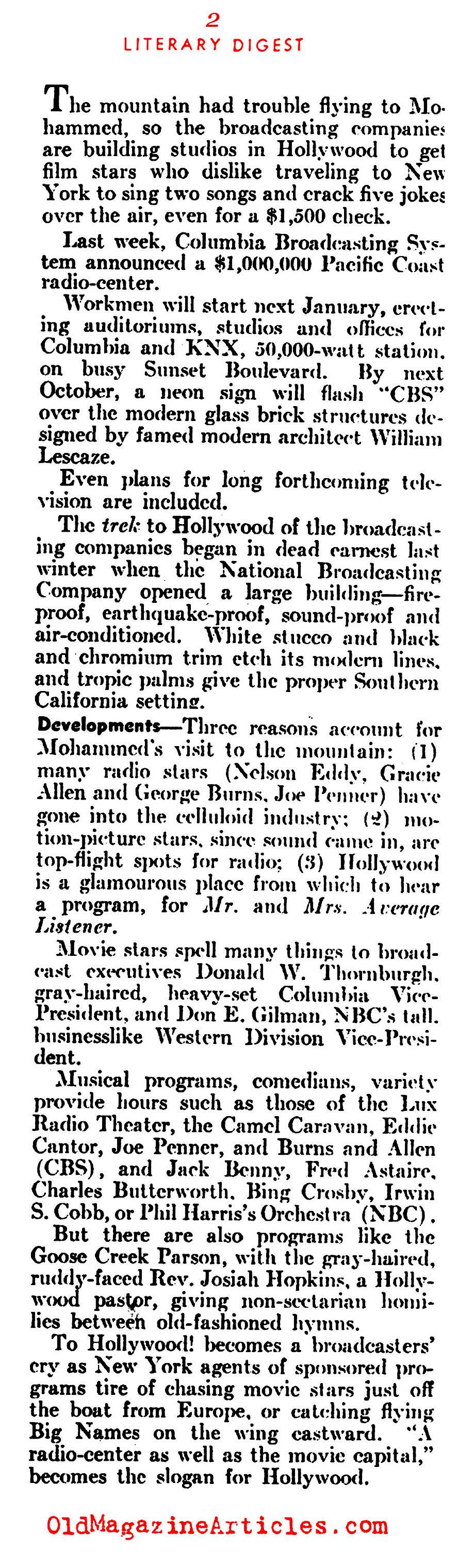 NBC and CBS Open Shop on the West Coast (Literary Digest, 1936)