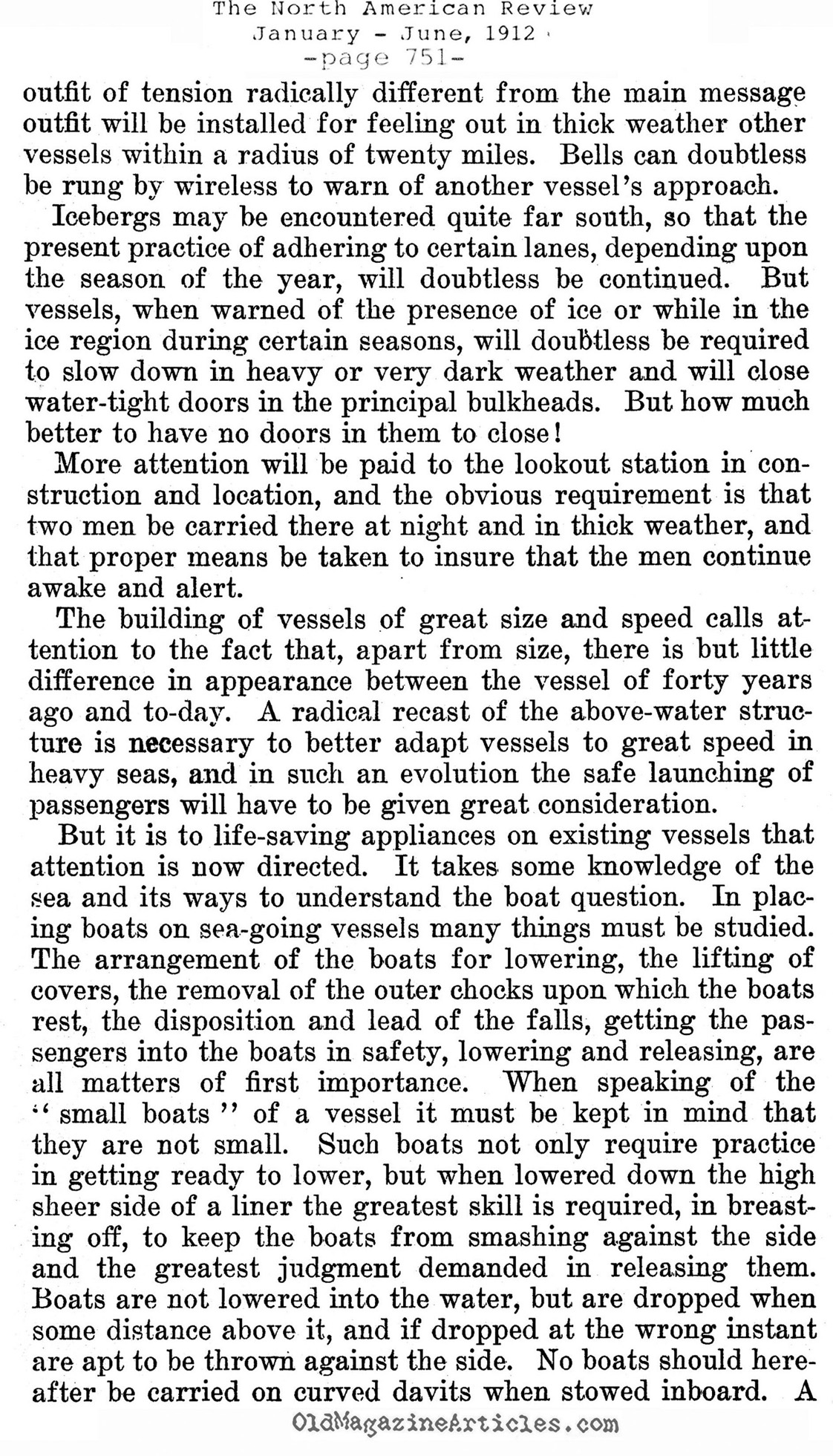 <em>Titanic</em> Didn't Have to Sink  (The North American Review, 1912)