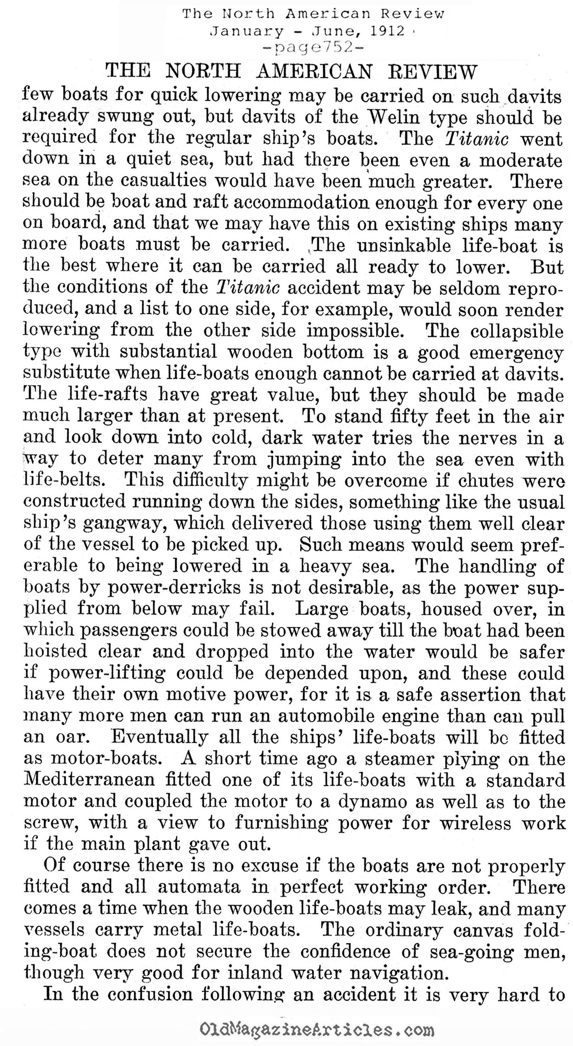 <em>Titanic</em> Didn't Have to Sink  (The North American Review, 1912)