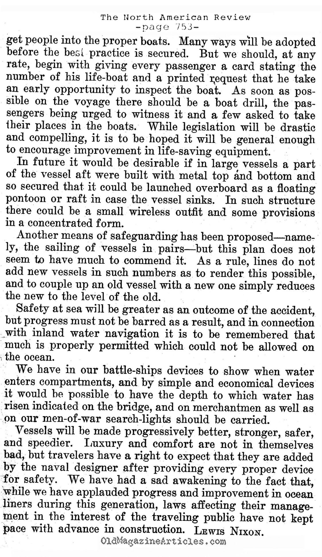 <em>Titanic</em> Didn't Have to Sink  (The North American Review, 1912)