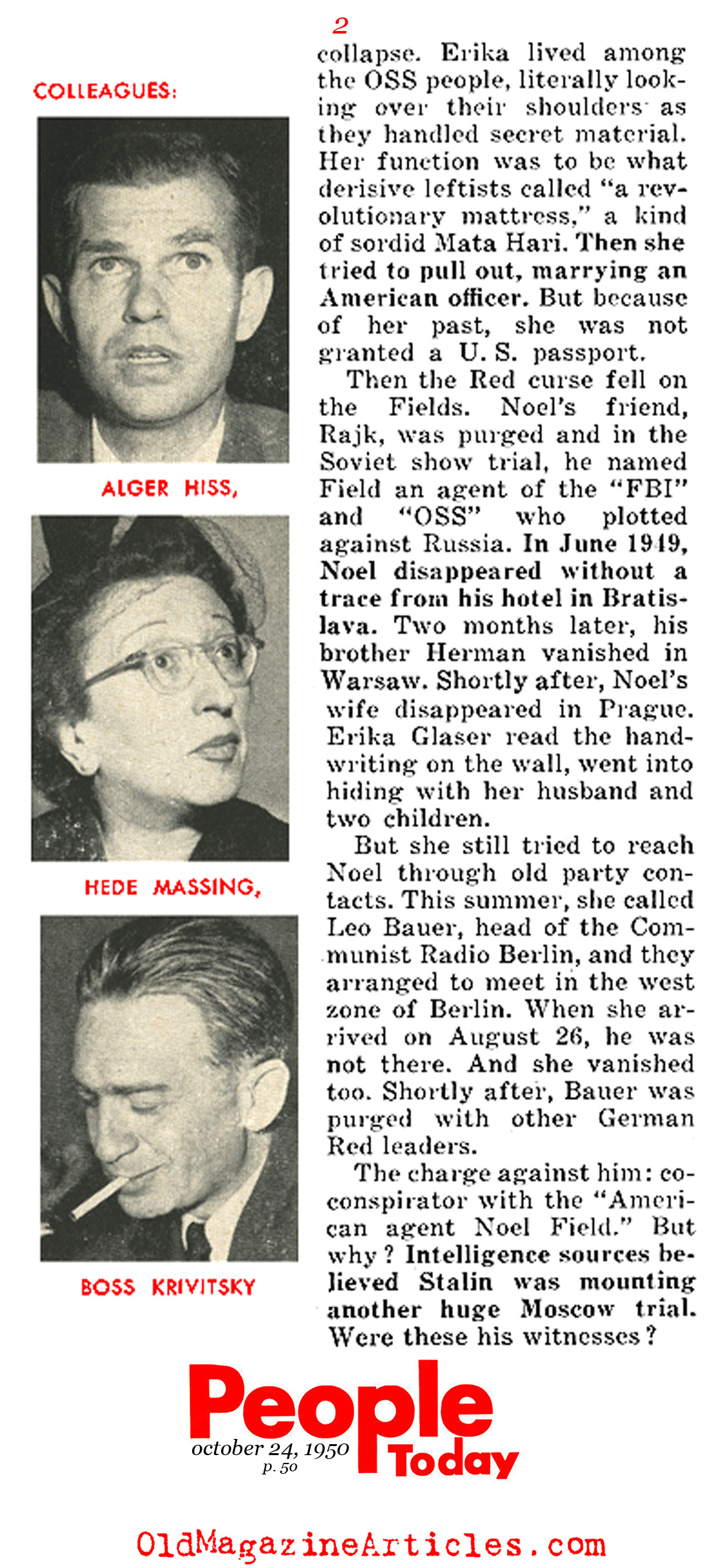 Noel Field: Family of Spies (People Today Magazine, 1950)