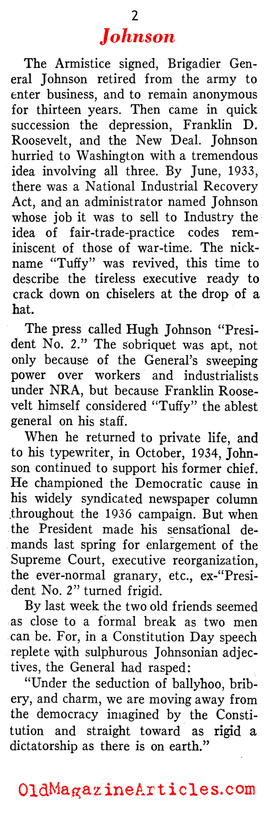 Hugh S. Johnson of the NRA (Literary Digest, 1937)