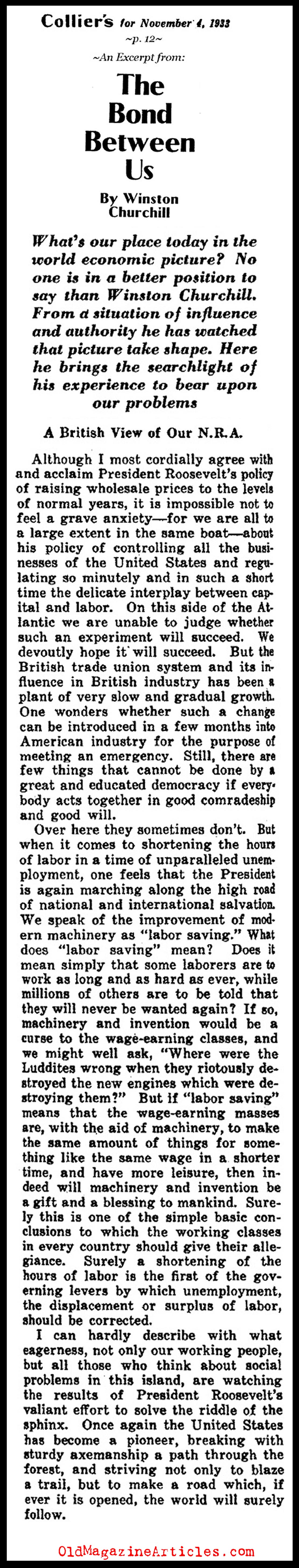 The Flaws of the NRA (Collier's Magazine, 1933)