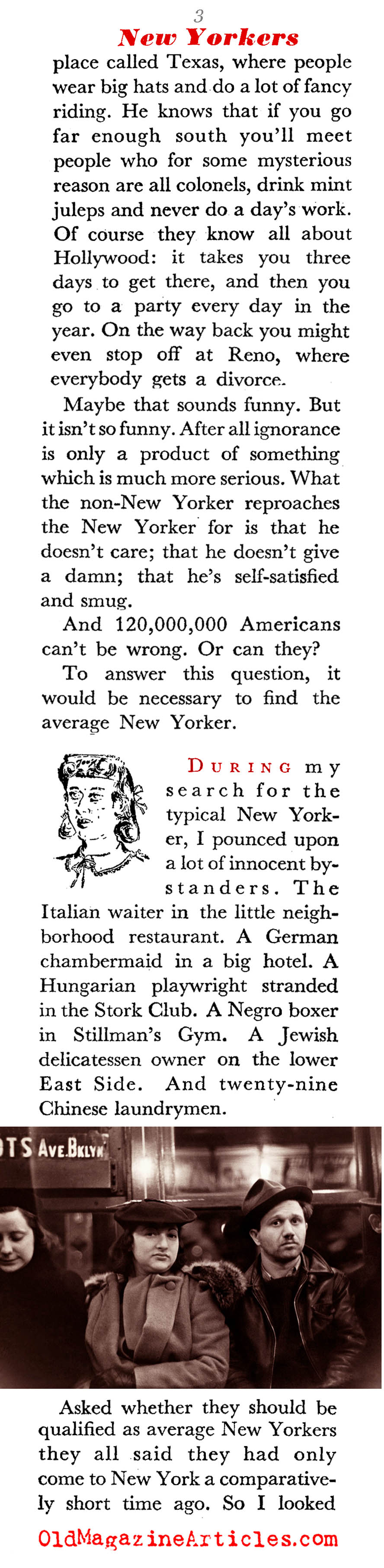 In Search of the Average New Yorker (Coronet Magazine, 1941)