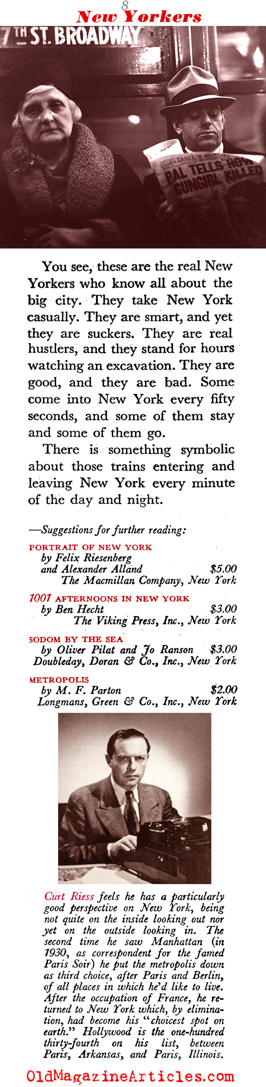 In Search of the Average New Yorker (Coronet Magazine, 1941)