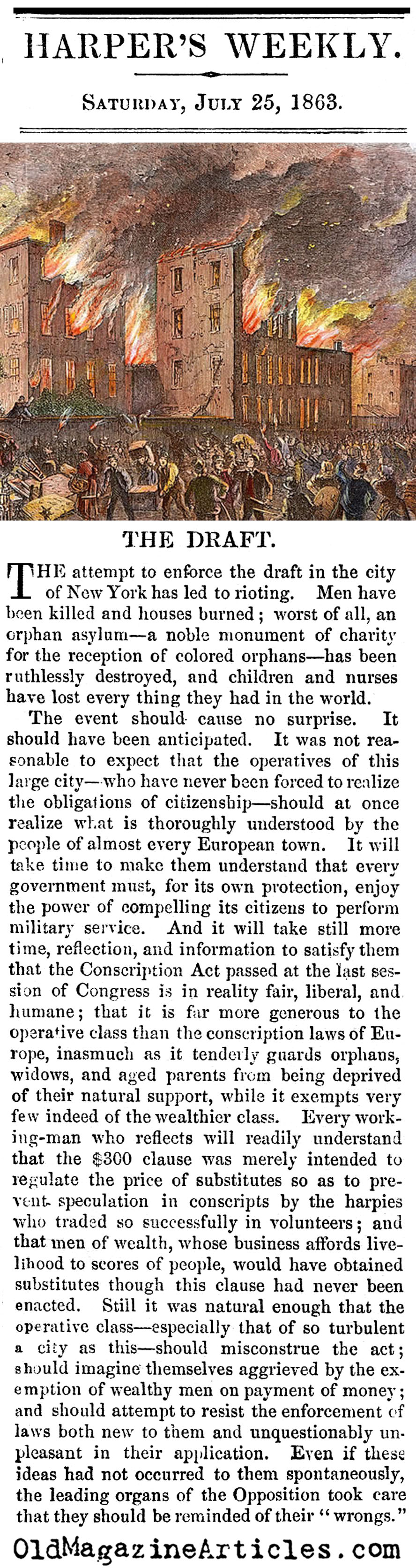 The New York City Draft Riot (Harper's Weekly, 1863)