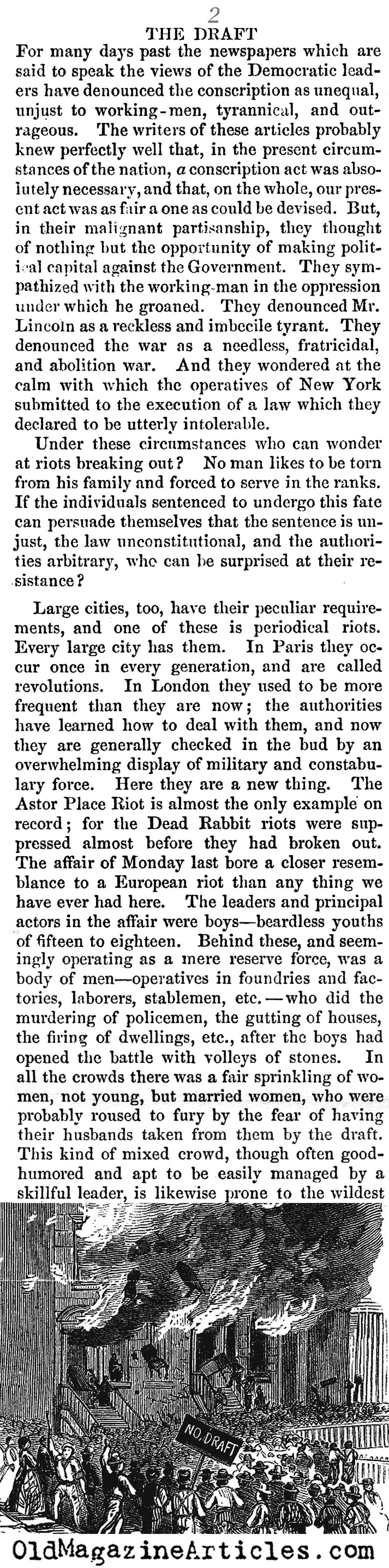 The New York City Draft Riot (Harper's Weekly, 1863)