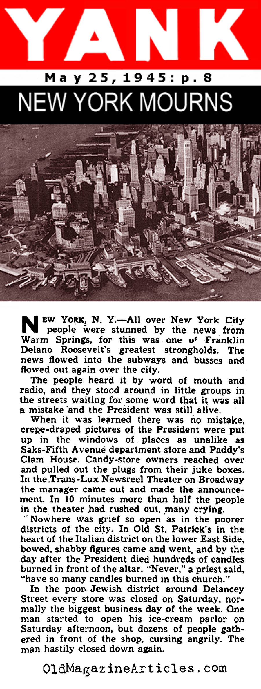 When New York City Mourned F.D.R. (Yank Magazine, 1945)