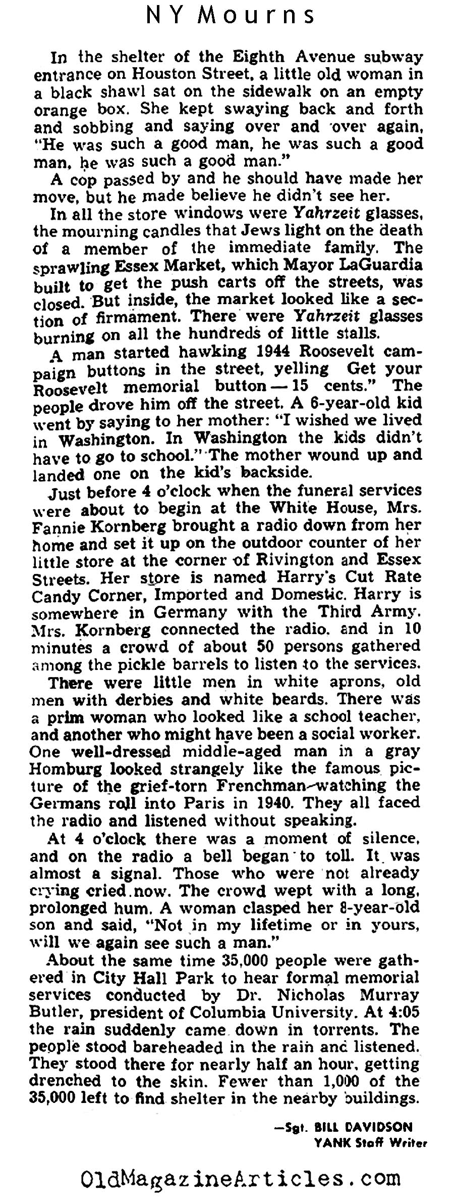 When New York City Mourned F.D.R. (Yank Magazine, 1945)