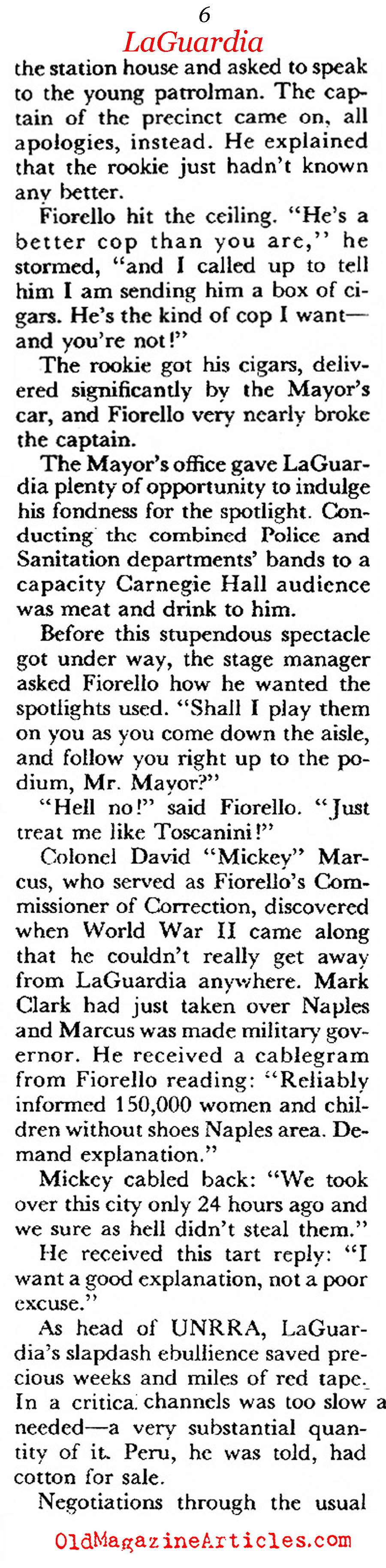 Mayor Fiorello LaGuardia (Coronet Magazine, 1956)