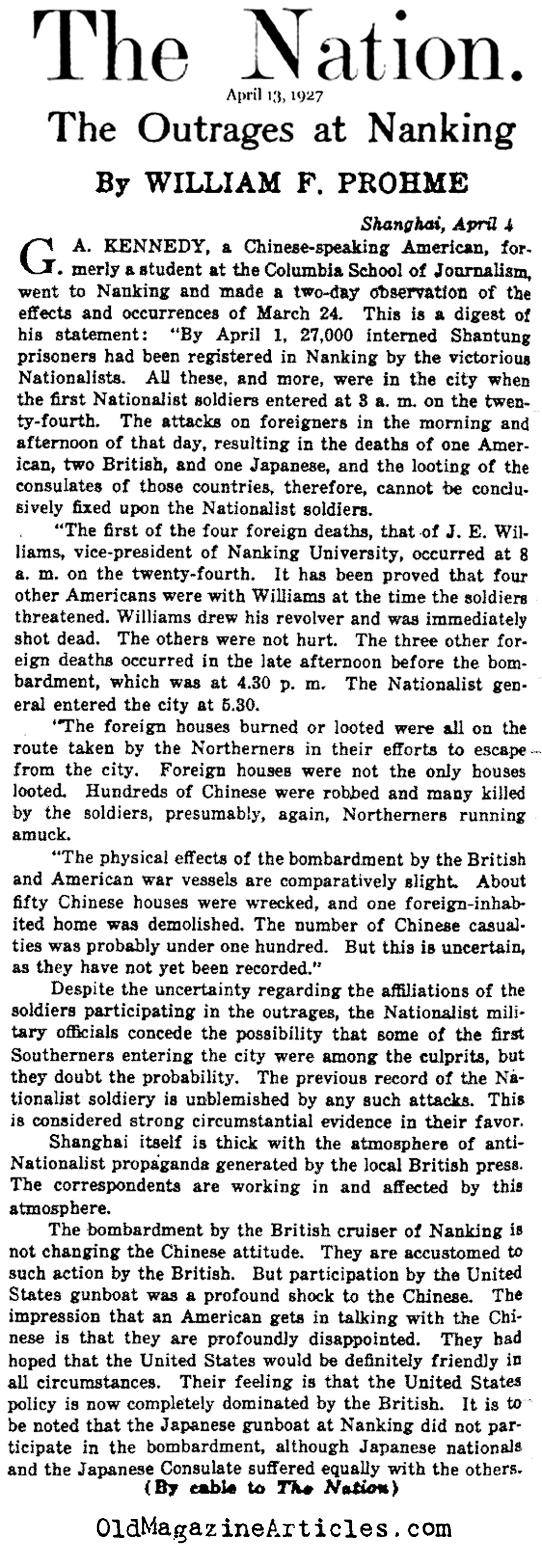 Chaos in Nanking (The Nation, 1927)