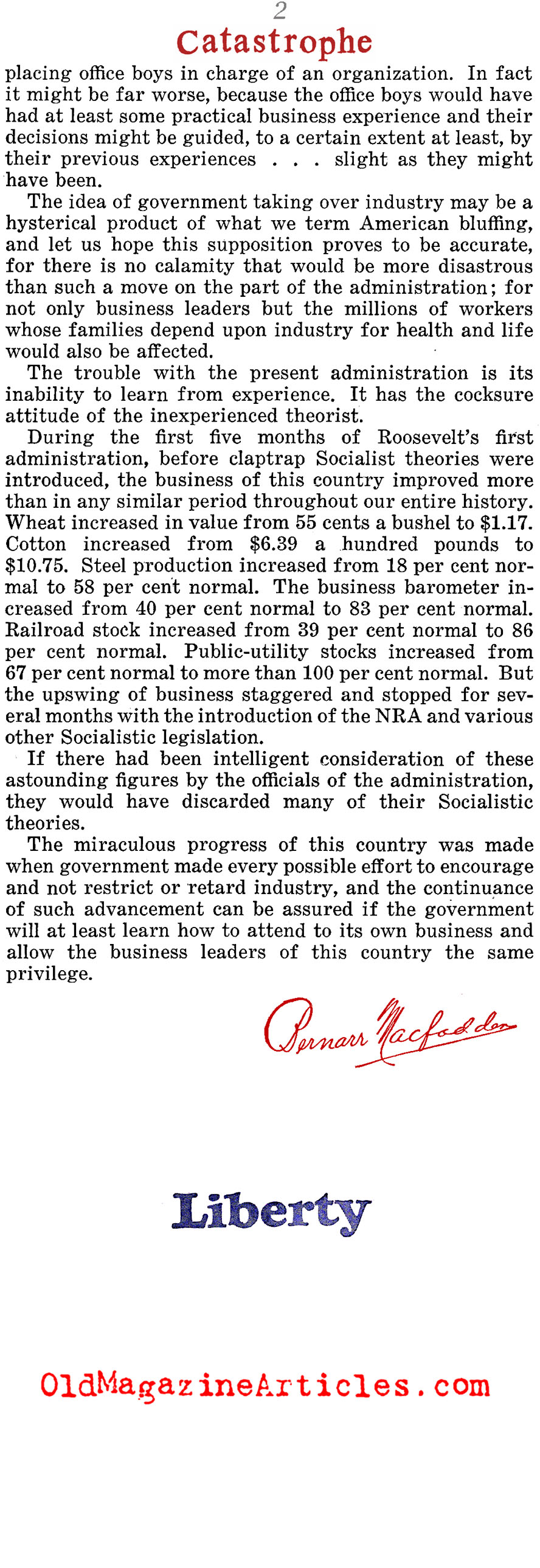 Threat of Nationalizing (Liberty Magazine, 1938)