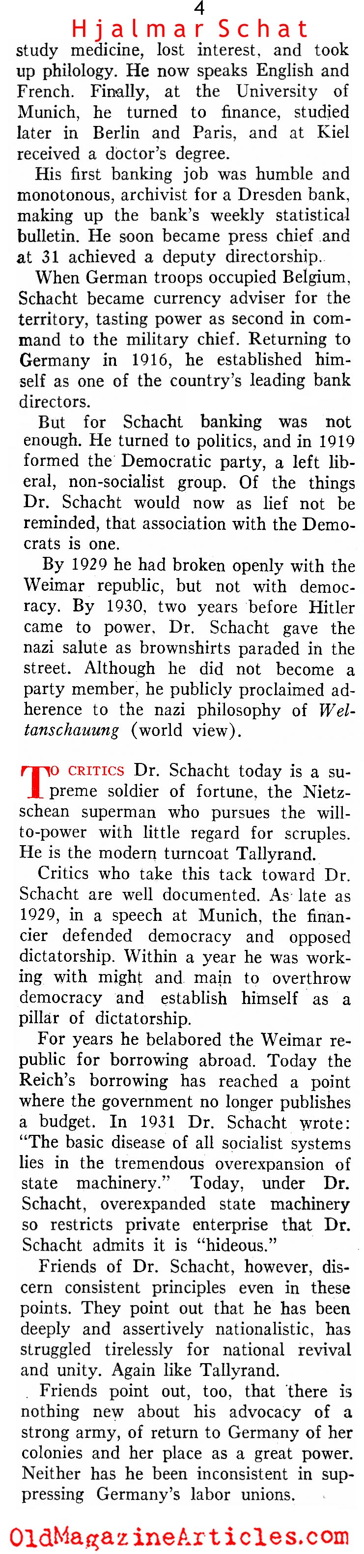 Hitler's Economist (Literary Digest, 1937)