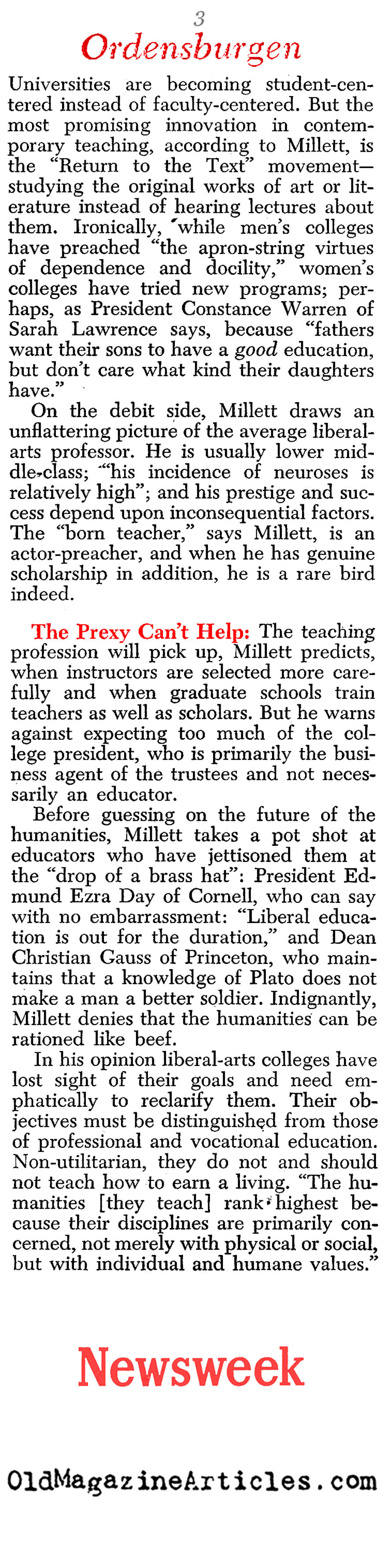 ''School for Monsters'' (Newsweek Magazine, 1945)