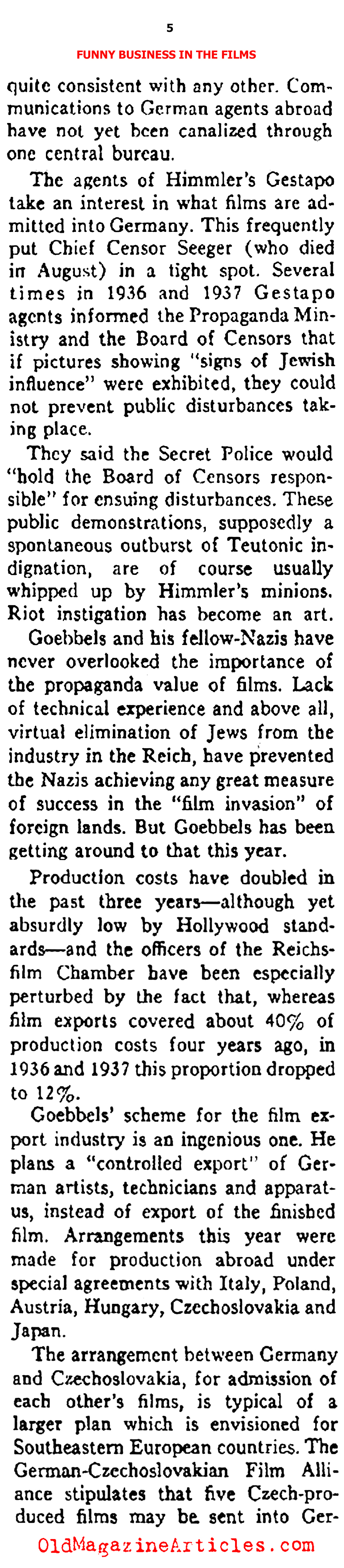 The Nazi Hollywood (Ken Magazine, 1938)