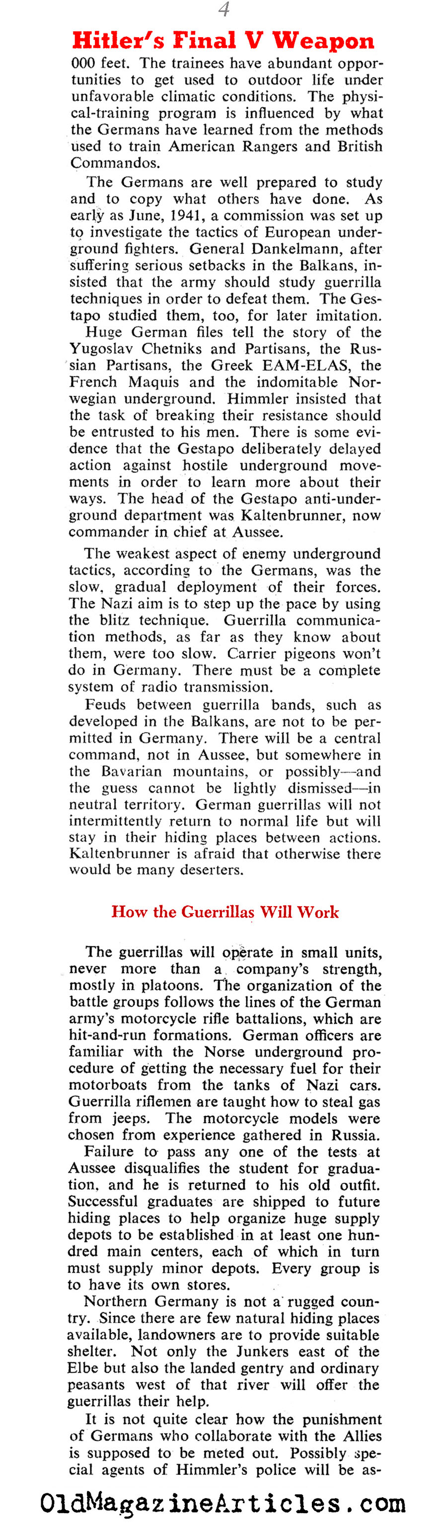 The Guerrilla War That Never Was (Collier's Magazine, 1945)