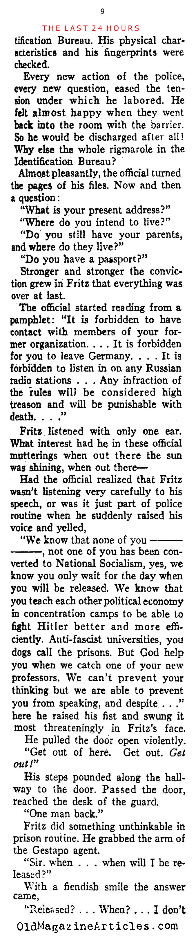 A German Dissident Recalls His Incarceration  (Ken Magazine, 1938)