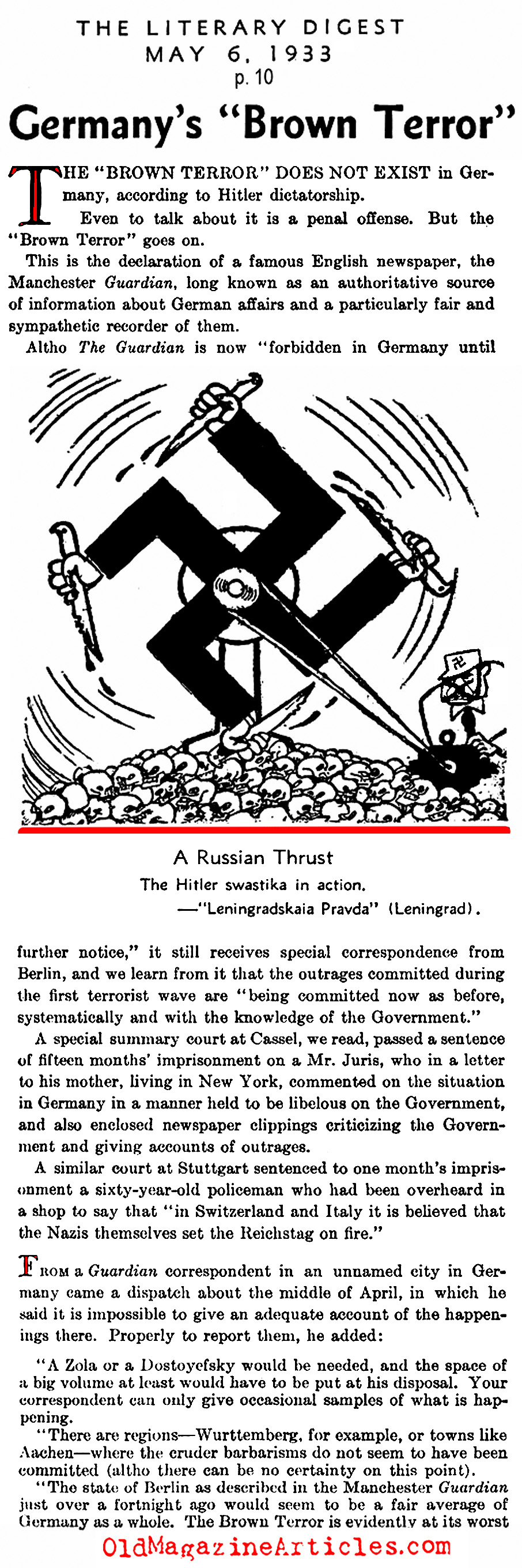 The Terror of the Nazi Stormtroopers (Literary Digest, 1933)