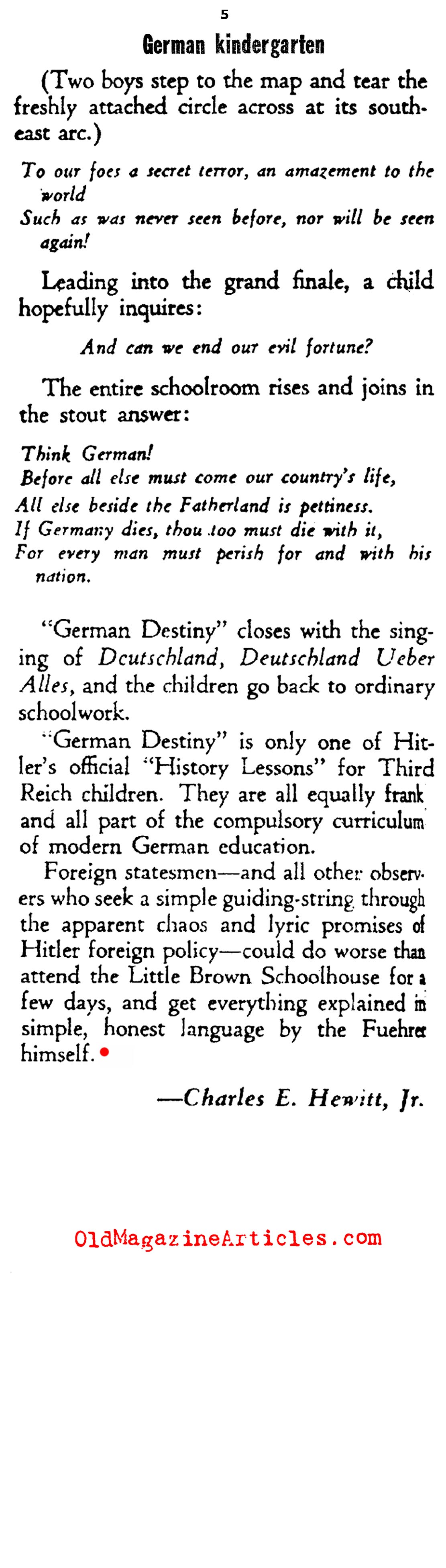 Nazi Indoctrination: the Eighth Grade  (Ken Magazine, 1939)