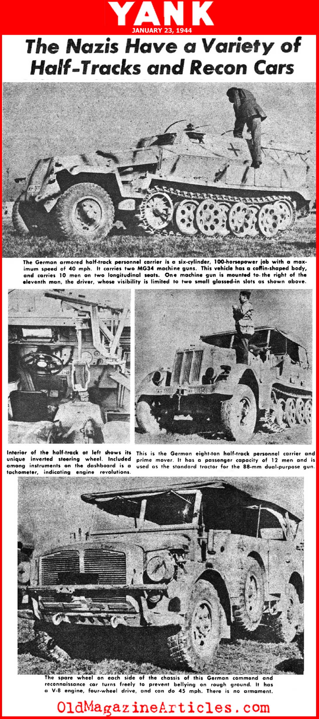 German Half-Tracks and Recon Cars (Yank Magazine, 1944)