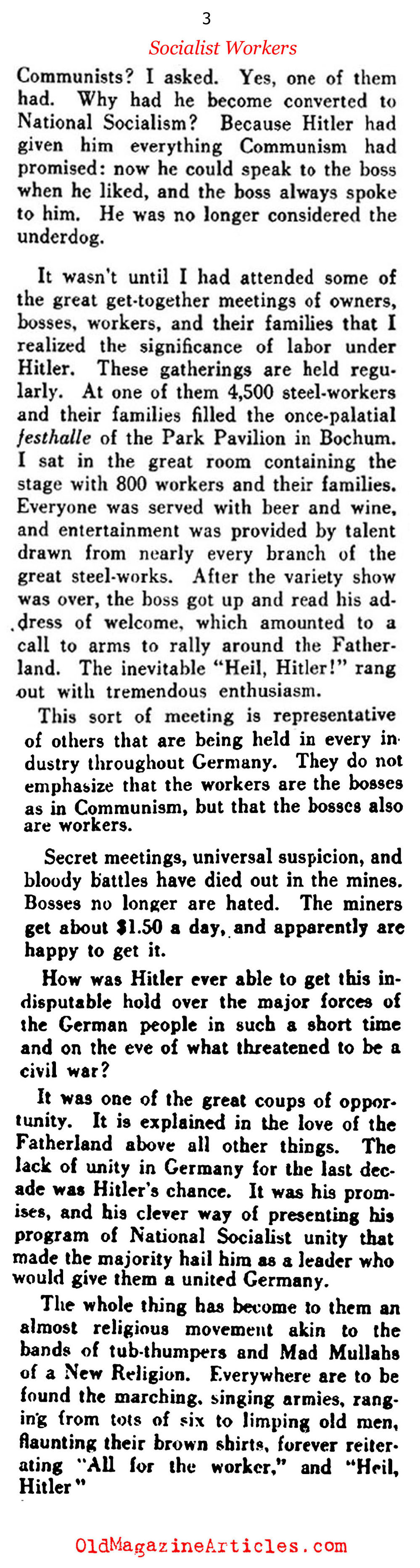 A Socialist Remedy for Nazi-Germany's Labor Questions (Literary Digest, 1935)